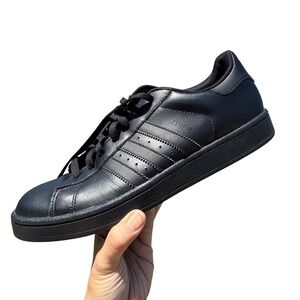 RARE Adidas Campus Triple Black Leather Mens 10.5 Sneakers Low Top  G49418
